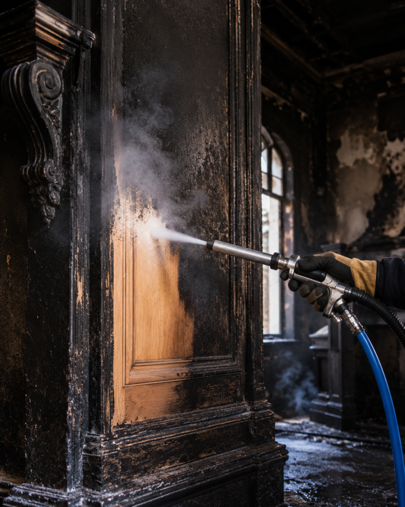 Dry ice blasting fire damage cleanup Melbourne