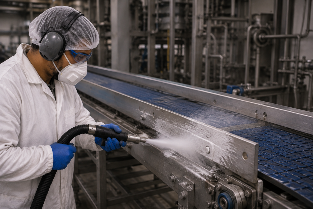 Industrial dry ice cleaning Melbourne conveyor equipment